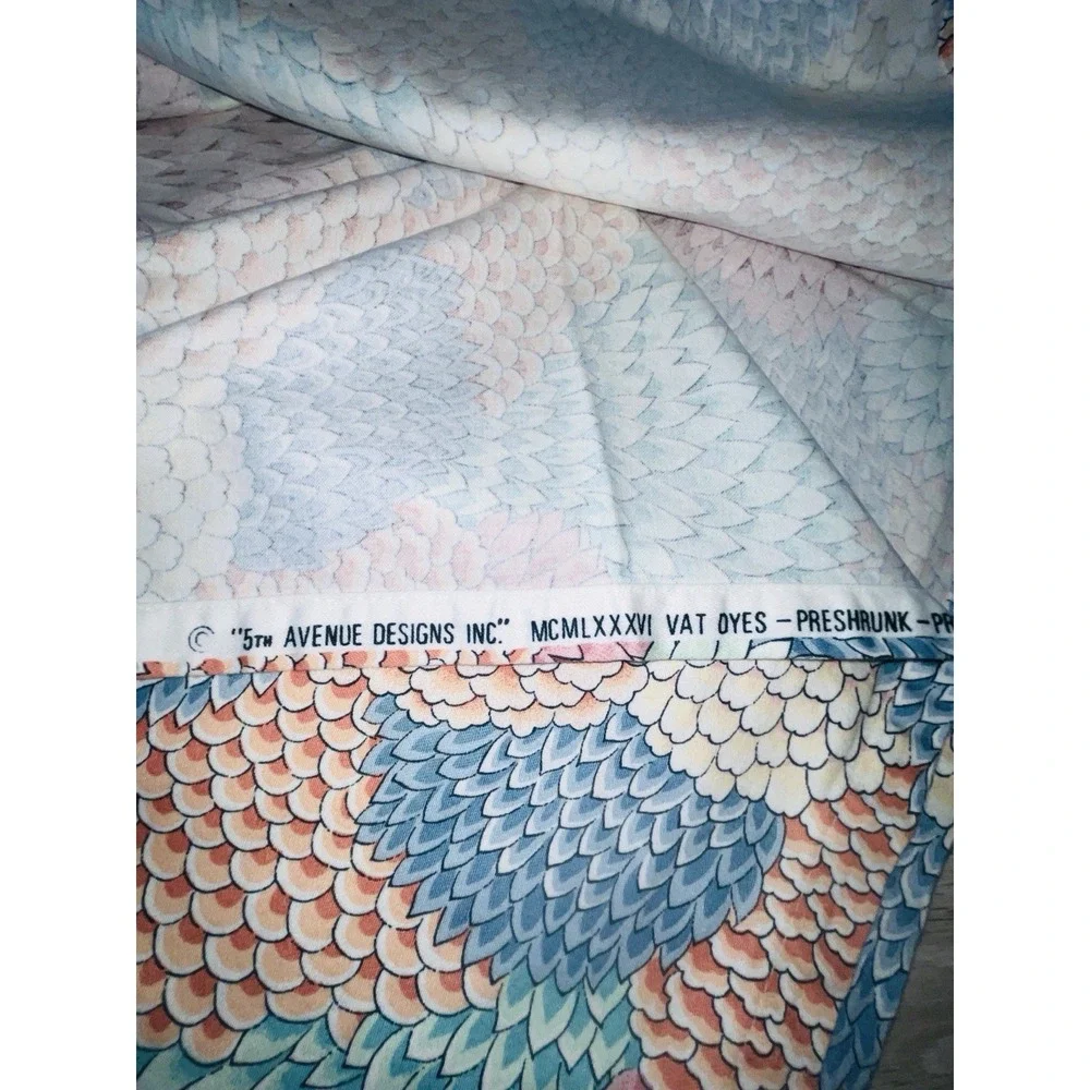 VTG Ames 5th Avenue Designs Cotton Fabric Shower Curtain/Tablecloth Scothguarded